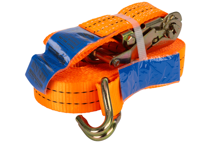 Satz aus vier UNITRAILER 10m/35mm/2t orangefarbenen Transportgurten mit Spannvorrichtung