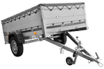 Einachsanhänger mit Aluminiumwänden 230x125 Unitrailer Garden 230 KIPP ALU mit BIS-Seitenwänden, H-0-Rahmen und grauer Plane