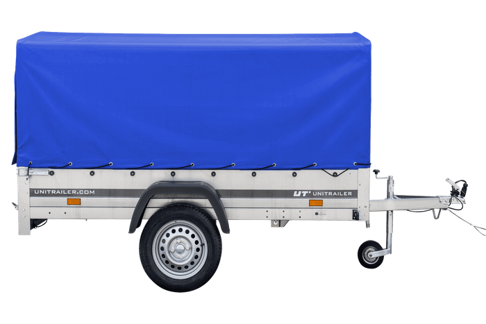 PKW-Anhänger 230x125 UNITRAILER GARDEN 230 KIPP mit blauer Hochplane 80 cm