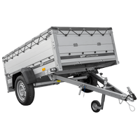 Autotransportanhänger mit Aluminiumwänden 200x125 Unitrailer Garden 201 KIPP ALU mit BIS-Seitenwänden, H-0-Rahmen und grauer Plane