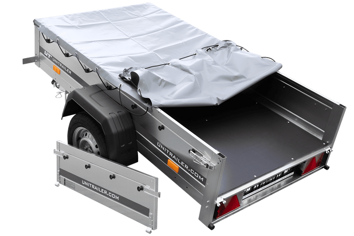 Autotransportanhänger 200x106 UNITRAILER GARDEN 200 KIPP mit grauer Plane