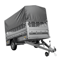 Autotransportanhänger 264x125 UNITRAILER FORCE 264 KIPP mit Gitterwänden, H-800 Rahmen und grauer Plane