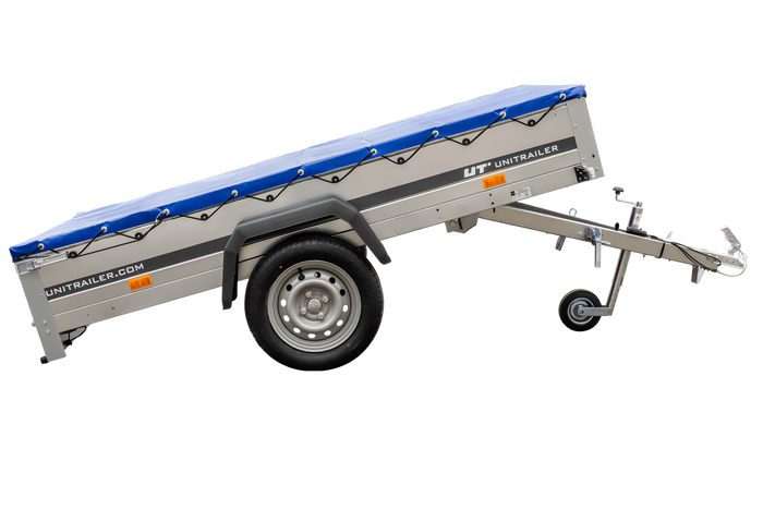 PKW-Anhänger 230x125 UNITRAILER GARDEN 230 KIPP mit blauer Abdeckung