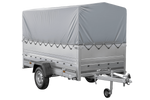 Leichtanhänger auf Federn 264x125 UNITRAILER GARDEN 264/R KIPP mit BIS-Seiten, H-800-Rahmen und grauer Plane