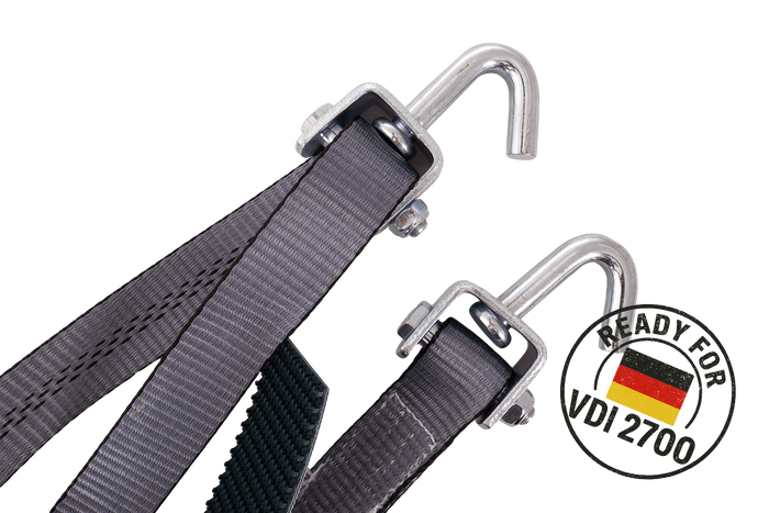 4er Set HEFFA CARLINE 130 Anhänger Transportgurte Radsicherungsgurte 2,8m/35mm/3t VDI 2700