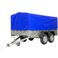 UNITRAILER GARDEN TRAILER ANHÄNGER 264/2 KIPP MIT STÜTZRAD, RAHMEN H-800 UND BLAUER ABDECKUNG