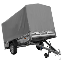 Autoanhänger mit Aluminiumseitenwänden 264x125 Unitrailer Garden 264 KIPP ALU mit H-1100 Rahmen und grauer Plane