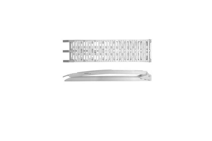 UNITRAILER ALR003 Klappbare Aluminiumrampe für Anhänger, 221 cm, 340 kg, mit Gurt und Stütze