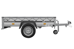 Einachsanhänger mit Aluminiumseitenwänden 200x125 Unitrailer Garden 201 KIPP ALU mit H-0-Rahmen und grauer Plane