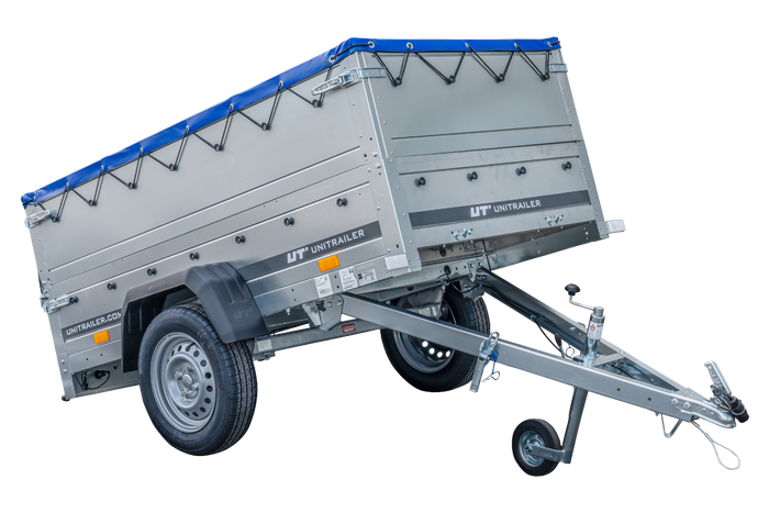Einachsanhänger 200x106 UNITRAILER GARDEN 200 KIPP mit BIS-Seitenwänden und blauer Plane