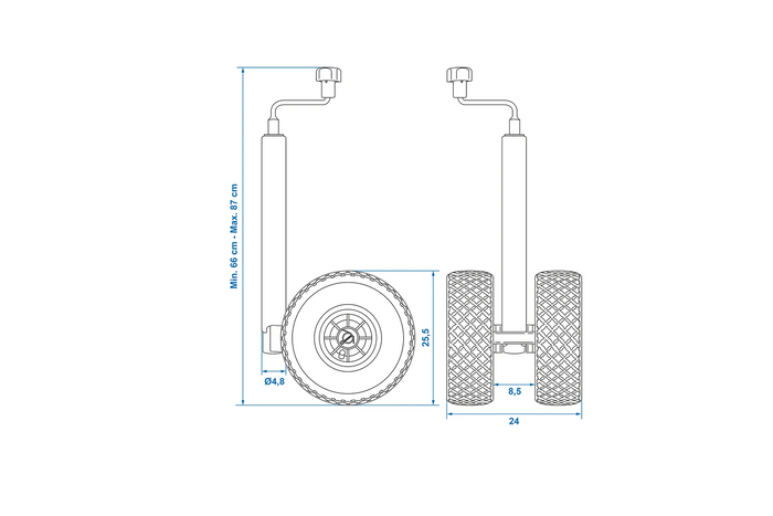 ProPlus 341508 Stützrad, Luftreifen, 300 kg, 48 mm, 660–870 mm