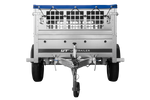 Leichter Anhänger 200x106 UNITRAILER GARDEN 200 KIPP mit Gitterwänden, H-0-Rahmen und blauer Plane
