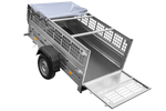 Einachsanhänger 200x106 UNITRAILER GARDEN 200 KIPP mit Gitterseitenwänden, H-0-Rahmen und grauer Plane