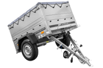 Pkw Anhänger Neu GARDEN TRAILER 150 KIPP mit zusätzlichen Bordwänden, Stützrad und grauer Flachplane