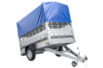 Einachsanhänger 230x125 UNITRAILER FORCE 230 KIPP mit Gitterseitenwänden, H-0-Rahmen und blauer Plane