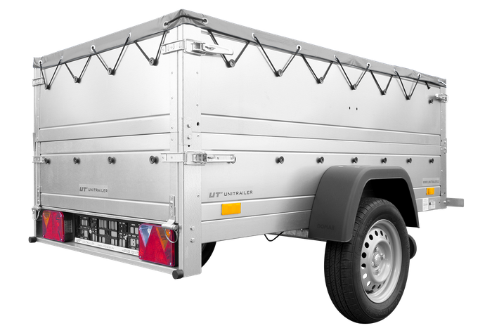 Kippbarer Pkw Anhänger GARDEN TRAILER 200 KIPP mit zusätzlichen Bordwänden, Stützrad und Flachplane