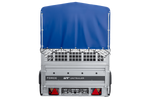 Autotransportanhänger auf Federn 264x125 UNITRAILER FORCE 264/R KIPP mit Gitterwänden, H-800 Rahmen und blauer Plane