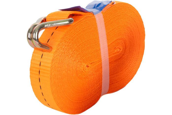 Satz aus vier UNITRAILER 12m/25mm/1t orangefarbenen Transportgurten mit Spannvorrichtung