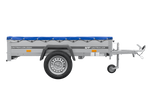 PKW-Anhänger 200x125 UNITRAILER GARDEN 201 KIPP mit blauer Flachplane und Flachplanenträger
