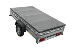 Einachsanhänger mit Aluminiumseitenwänden 230x125 Unitrailer Garden 230 KIPP ALU mit H-0-Rahmen und grauer Plane