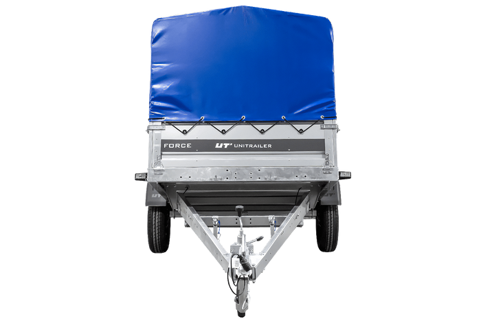 Ungebremster Anhänger 264x125 UNITRAILER FORCE 264 KIPP mit H-800 Spriegel und blauer Hochplane