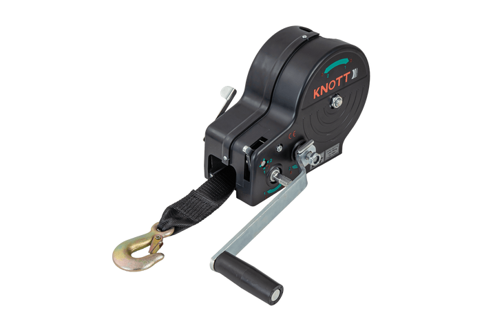 Manuelle Seilwinde für Anhänger KNOTT 6X0017.311 900kg mit Gurt