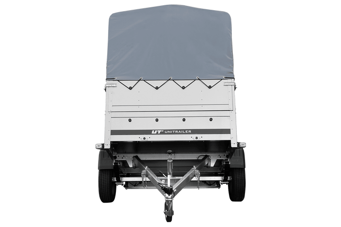 Leichtanhänger auf Federn 200x125 UNITRAILER GARDEN 201/R KIPP mit BIS-Seiten, H-800-Rahmen und grauer Plane