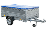 LPKW-Anhänger 230x125 UNITRAILER GARDEN 230 KIPP mit Zusatzbordwänden und blauer Plane