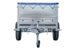 Einachsanhänger 200x106 UNITRAILER GARDEN 200 KIPP mit BIS-Seitenwänden und blauer Plane