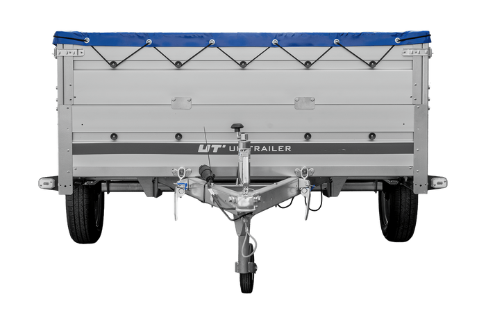 Einachsanhänger mit Aluminiumseitenwänden 264x150 Unitrailer Garden 265 KIPP ALU mit BIS-Seitenwänden, H-0-Rahmen und blauer Plane