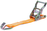 Satz aus vier orangefarbenen UNITRAILER 6m/35mm/2t Transportgurten mit Spannvorrichtung