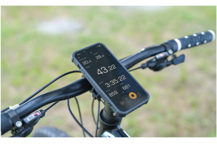 Handyhalterung mit Lampenriemen für Lenkerbefestigung