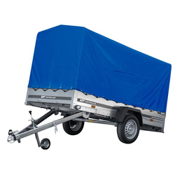 Autotransportanhänger 264x125 UNITRAILER GARDEN 264 KIPP mit H-1100 Rahmen und blauer Plane