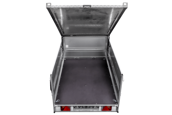 Leichtanhänger auf Federn 200x125 UNITRAILER GARDEN 201/R KIPP mit BIS-Seiten und Aluminiumabdeckung