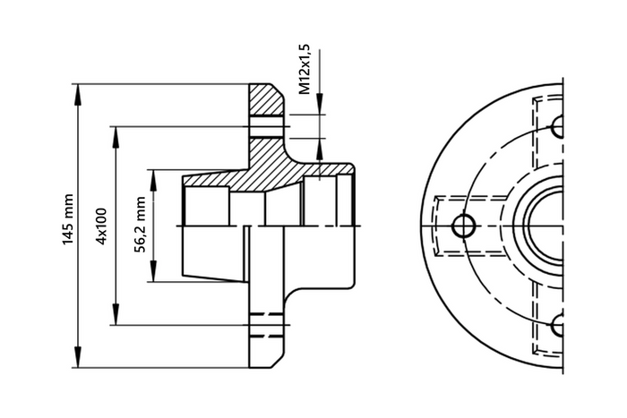 Nabe für ungebremste Achse AL-KO 4x100 375kg