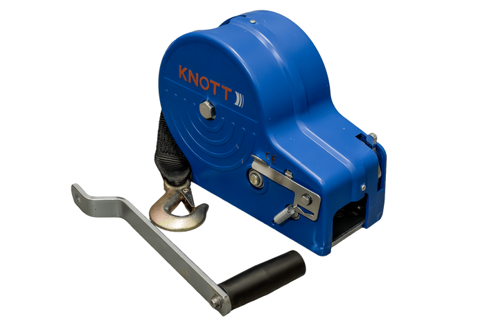 OUTLET Manuelle Seilwinde für KNOTT 1150 kg Anhänger mit Gurt
