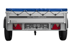 Einachsanhänger mit Aluminiumseitenwänden 200x125 Unitrailer Garden 201 KIPP ALU mit H-0-Rahmen und blauer Plane