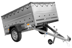 	PKW-Anhänger 200x125 UNITRAILER GARDEN 201 KIPP mit Bordwandaufsatz, grauer Flachplane und Flachplanenträger