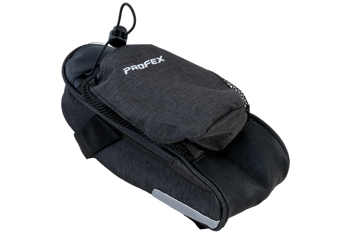 PROFEX 82318 Lange schwarze Luxus-Fahrradsatteltasche mit Flaschenfach