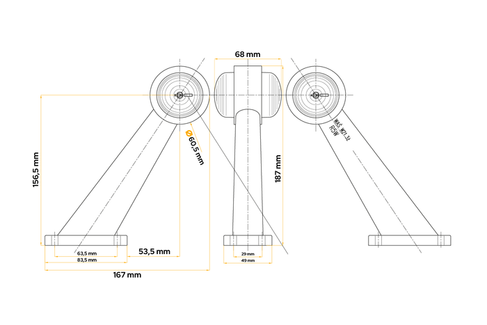 WAŚ 263/I universelle Umrissleuchte auf einem Gummiarm