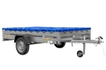 Einachsiger Anhänger auf Blattfedern 264x150 UNITRAILER GARDEN 265/R KIPP mit H-0-Rahmen und blauer Plane