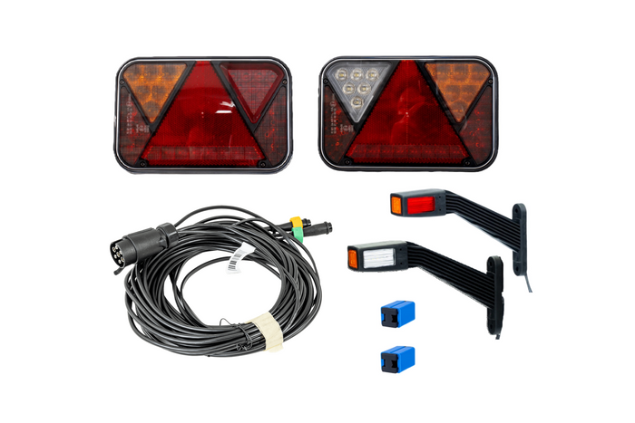 Lichtset: FRISTOM FT-270 LED-Rückleuchten + FRISTOM FT-145 LED-Seitenmarkierungsleuchten + MANTES 7m 7-PIN Kabelbaum