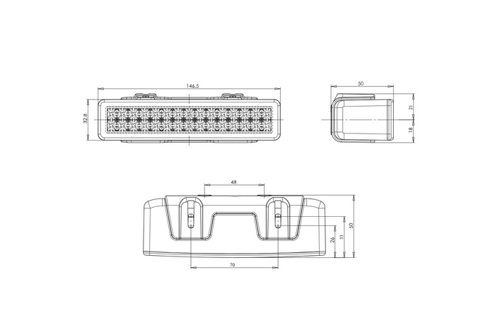 Rückfahrscheinwerfer WAŚ W101 750 LED universell