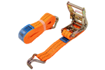 Satz aus vier UNITRAILER 4m/35mm/2t orangefarbenen Transportgurten mit Spannvorrichtung