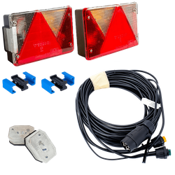 Leuchtenset: Rückleuchten + Aspöck-Markierungsleuchten + Mantes 7m 7-poliger Kabelbaum + DC-Verbindungen
