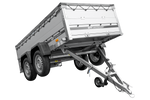 Zweiachsiger Anhänger mit Aluminiumseitenwänden 264x125 Unitrailer Garden 264/2 KIPP ALU mit BIS-Seitenwänden, H-0-Rahmen und grauer Plane