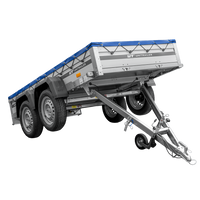 Zweiachsiger Anhänger mit Aluminiumseitenwänden 264x125 Unitrailer Garden 264/2 KIPP ALU mit H-0-Rahmen und blauer Plane