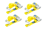 Satz aus vier gelben UNITRAILER 4m/35mm/2t Transportgurten mit Spannvorrichtung