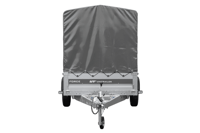 Anhänger 264x125 UNITRAILER FORCE 264 KIPP ungebremst mit H-1100 Rahmen und grauer Plane