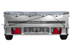 PKW-Anhänger auf Blattfedern 200x125 UNITRAILER GARDEN 201/R KIPP mit H-0 Rahmen und grauer Plane